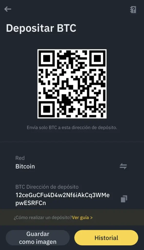 Como obtener la dirección de Bitcoin en Binance