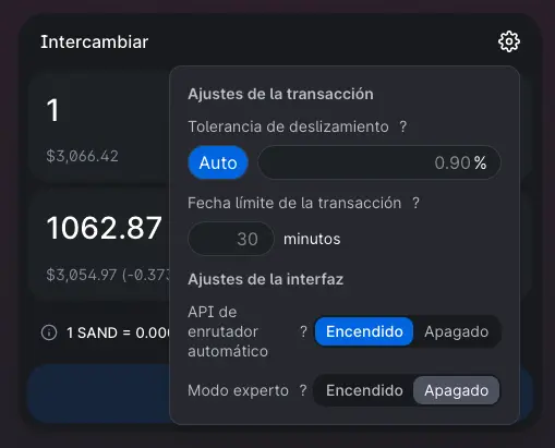 Configurar slippage toelrance uniswap paso 2